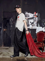 Heart Slogan Striped Graphic Street T-Shirt 3