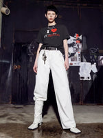 Heart Slogan Striped Graphic Street T-Shirt 4