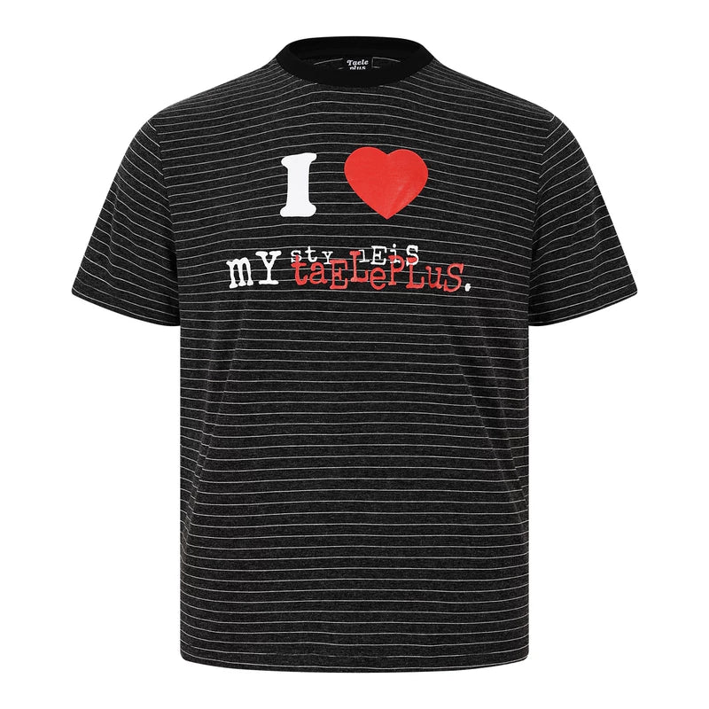 6229660858627,6229660858628,6229660858629,6229660858630, Heart Slogan Striped Graphic Street T-Shirt