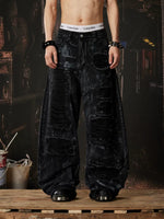 Heavy-Duty Distressed Wide Leg Jeans Pants 2