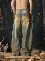 Heavy-Duty Distressed Wide Leg Jeans Pants 3