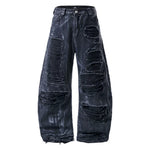 6059637653424,6059637653425,6059637653426,6059637653427, Heavy-Duty Distressed Wide Leg Jeans Pants