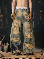 Heavy-Duty Distressed Wide-Leg Street Pants 2