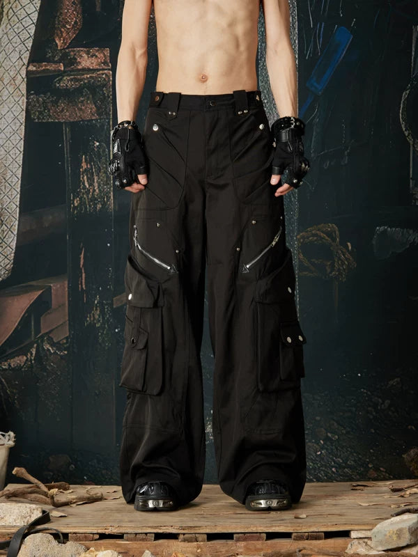 Heavy-Duty Multi-Pocket Wide Leg Cargo Pants 1