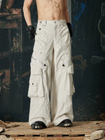 Heavy-Duty Multi-Pocket Wide Leg Cargo Pants 2