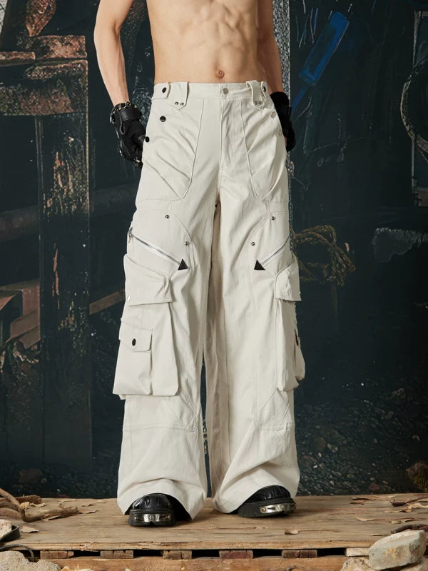 Heavy-Duty Multi-Pocket Wide Leg Cargo Pants 2