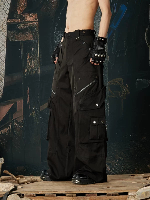Heavy-Duty Multi-Pocket Wide Leg Cargo Pants 3