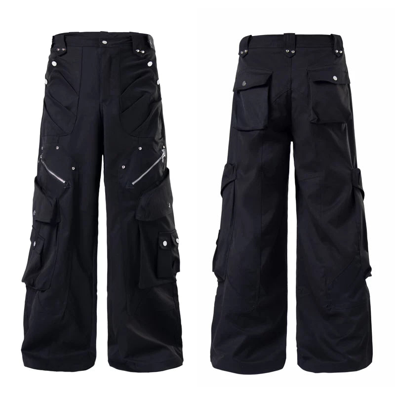 6032183636681,6032183636682,6032183636683,6032183636684, Heavy-Duty Multi-Pocket Wide Leg Cargo Pants