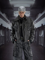 Heavy-Duty Patchwork Slim Fit Leather Jacket 1