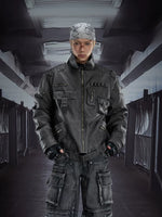 Heavy-Duty Patchwork Slim Fit Leather Jacket 2
