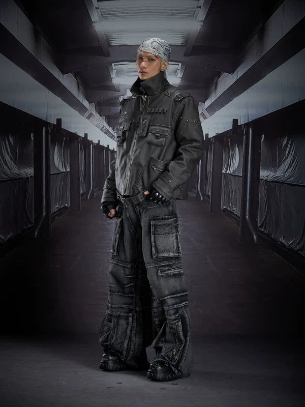 Heavy-Duty Patchwork Slim Fit Leather Jacket 5