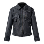 5996564792602,5996564792603,5996564792604, Heavy-Duty Patchwork Slim Fit Leather Jacket