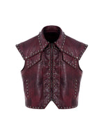 Heavy-Duty Studded Leather Motorcycle Vest 5