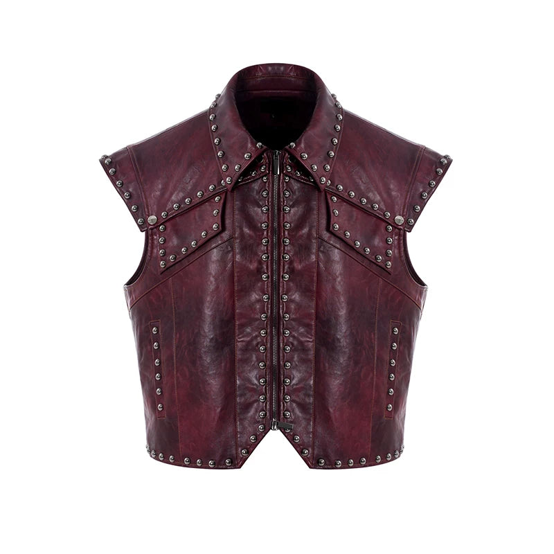5545520429904,5545520429905,5545520429906,5545520429907, Heavy-Duty Studded Leather Motorcycle Vest