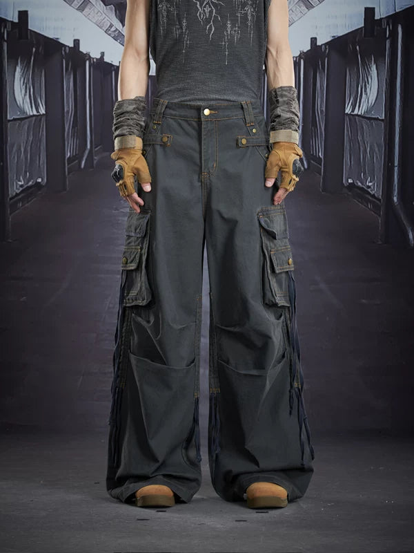 Heavy-Duty Wide Leg Multi-Pocket Cargo Pants 1