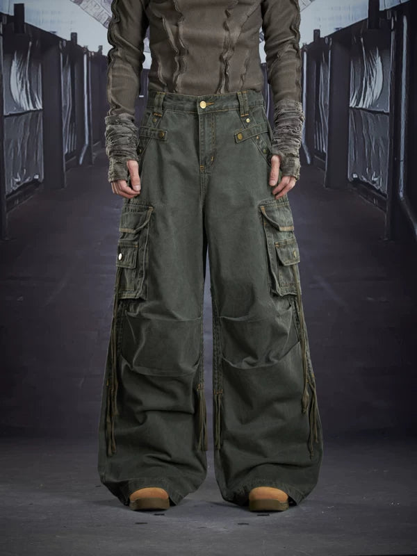 Heavy-Duty Wide Leg Multi-Pocket Cargo Pants 2