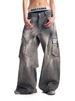 Heavy Metal Rivet Washed Wide-Leg Pants 1