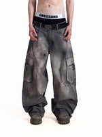 ,5982854073215,5982854073216,5982854073217,5982854073218, Heavy Metal Rivet Washed Wide-Leg Pants
