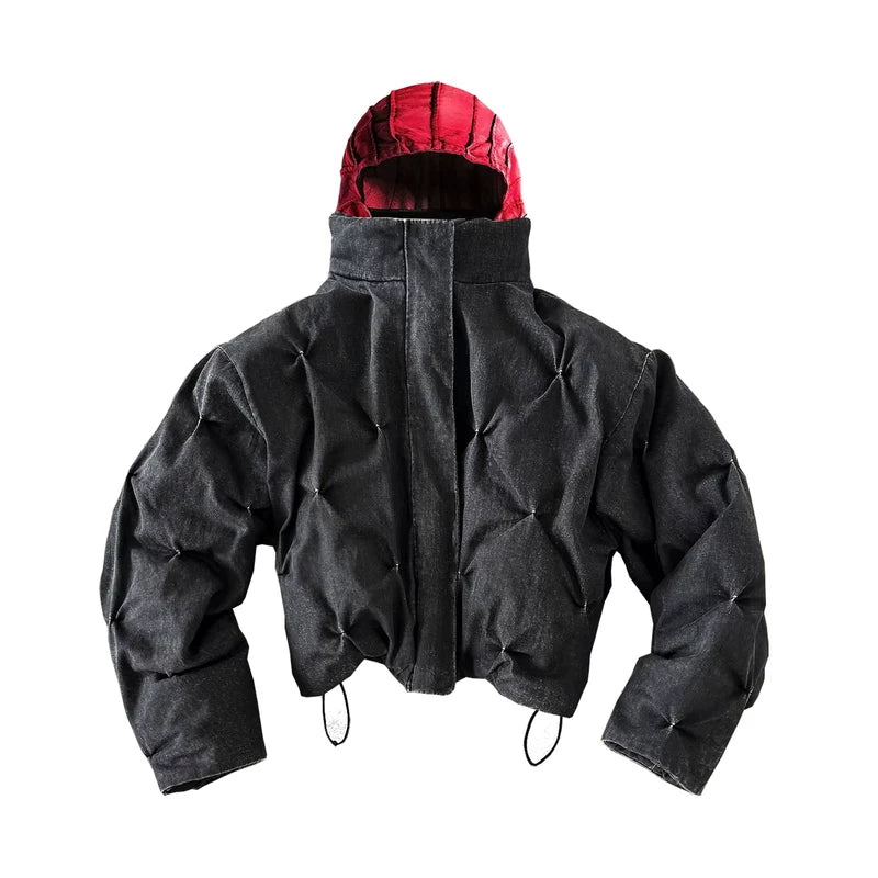 Heavy Washed Canvas Hooded Down Bomber Jacket 1
