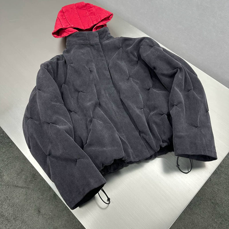 Heavy Washed Canvas Hooded Down Bomber Jacket 2