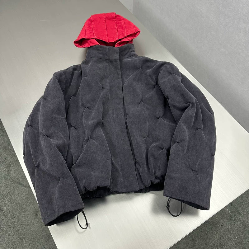 Heavy Washed Canvas Hooded Down Bomber Jacket 3