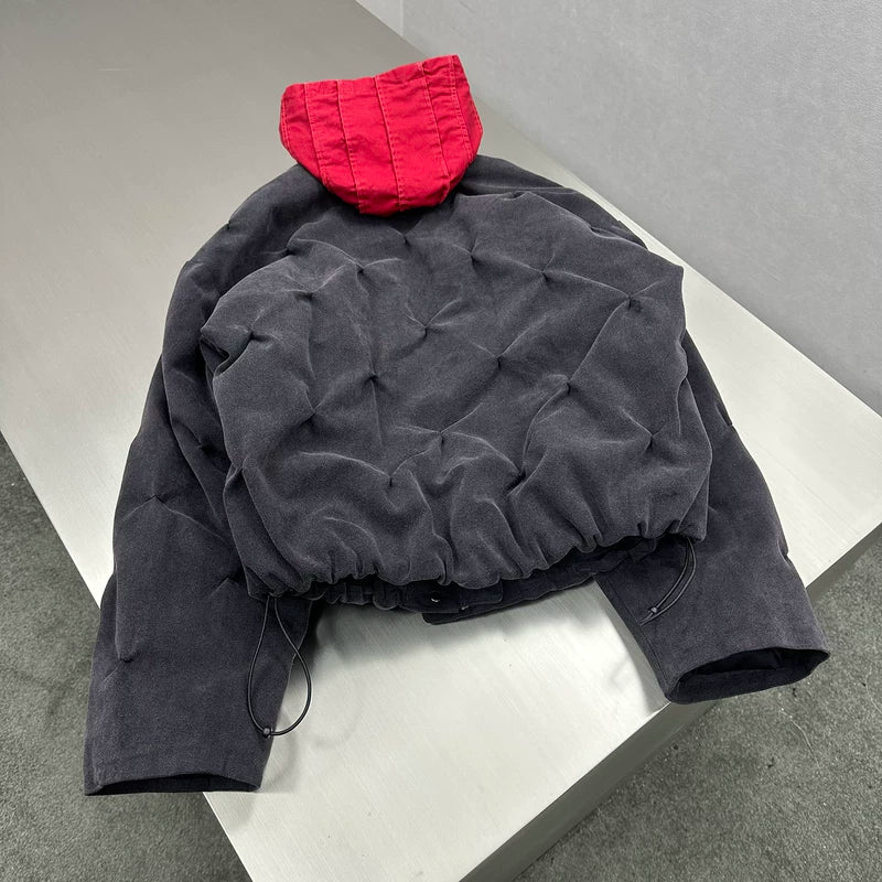 Heavy Washed Canvas Hooded Down Bomber Jacket 5