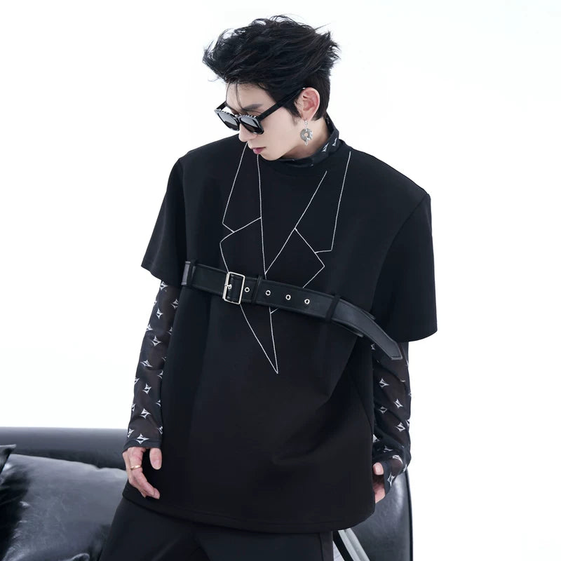 5507786354086,5507786354087,5507786354088,5507786354089, Heavyweight Deconstructed Padded Shoulder T-Shirt