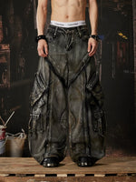 Heavyweight Distressed Multi-Pocket Wide-Leg Pants 1