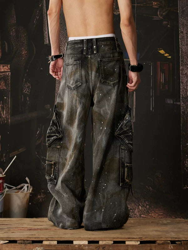 Heavyweight Distressed Multi-Pocket Wide-Leg Pants 3