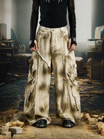 Heavyweight Distressed Multi-Pocket Wide-Leg Pants 4