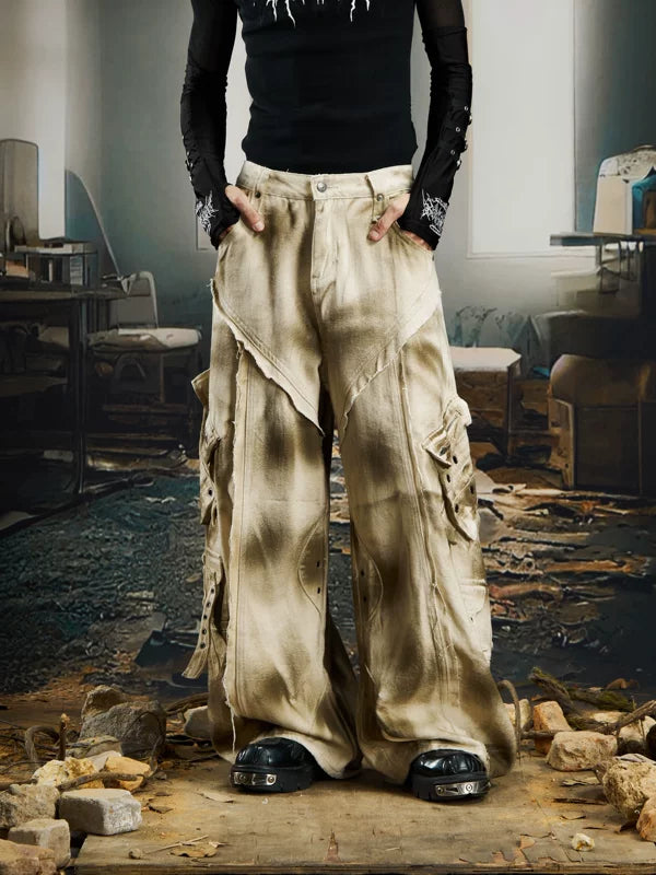 Heavyweight Distressed Multi-Pocket Wide-Leg Pants 5