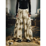 6223925098207,6223925098208,6223925098209,6223925098210, Heavyweight Distressed Multi-Pocket Wide-Leg Pants