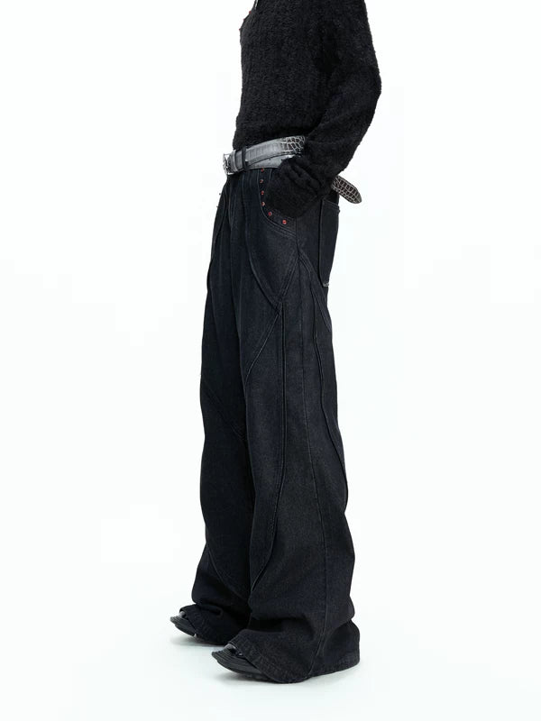 Heavyweight Distressed Washed Flare Jeans 2