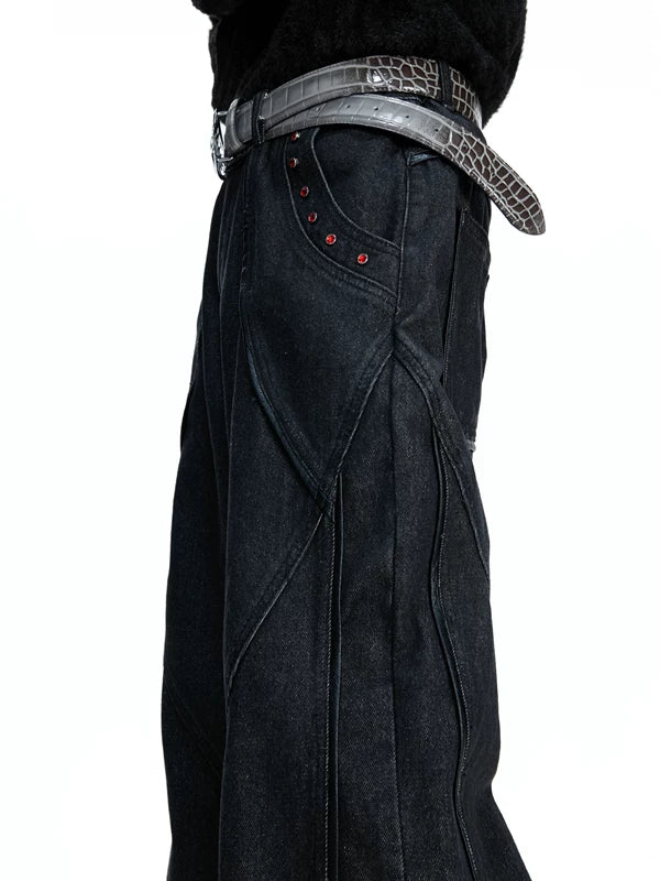 Heavyweight Distressed Washed Flare Jeans 3