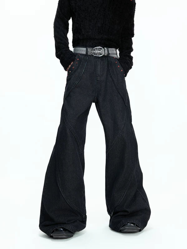 Heavyweight Distressed Washed Flare Jeans 4