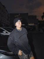 Heavyweight Distressed Zipper Long-Sleeve Sweatshirt 1