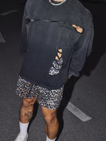Heavyweight Distressed Zipper Long-Sleeve Sweatshirt 3