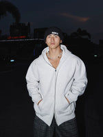 Heavyweight Double Zipper Hooded Sweatshirt Jacket 1