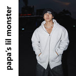 5948663937769,5948663937770,5948663937771,5948663937772,5948663937773, Heavyweight Double Zipper Hooded Sweatshirt Jacket