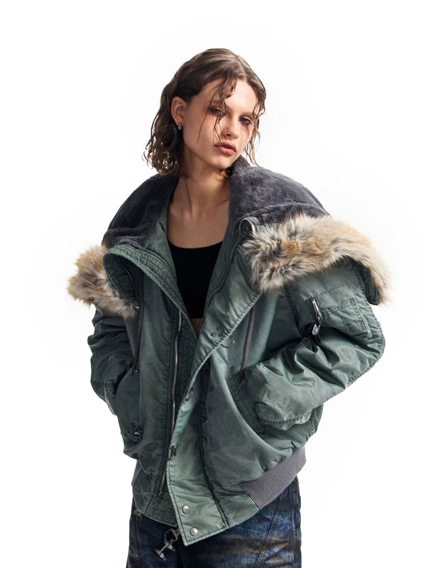 Heavyweight Fur Collar Flight Bomber Jacket 1