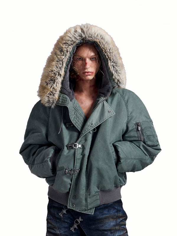 Heavyweight Fur Collar Flight Bomber Jacket 4