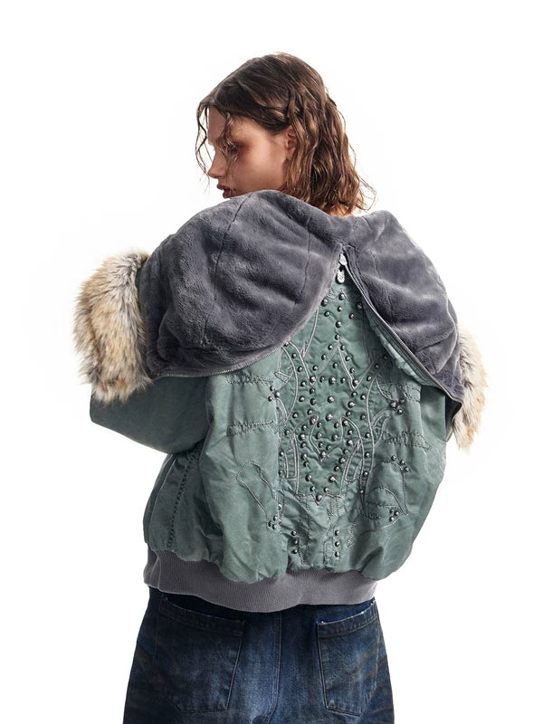 Heavyweight Fur Collar Flight Bomber Jacket 5