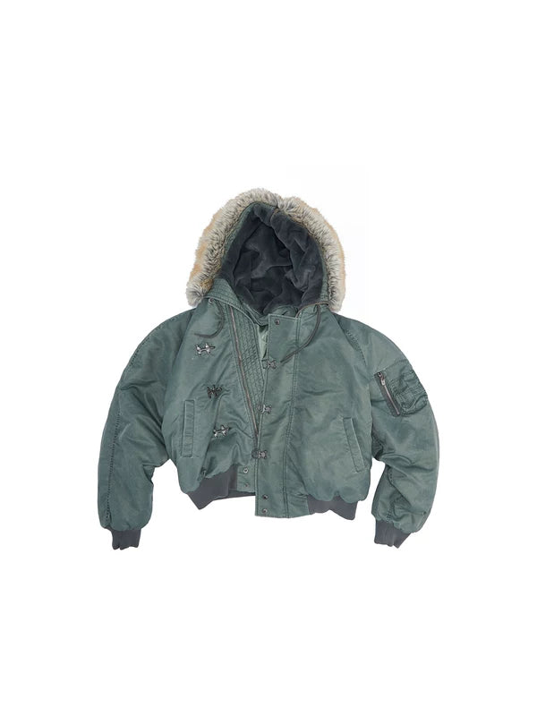 6126016207963,6126016207964,6126016207965, Heavyweight Fur Collar Flight Bomber Jacket
