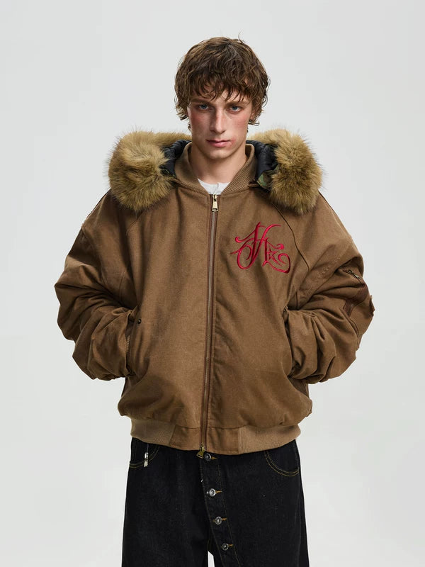 ,6140935474950,6140935474951,6140935474952,6140935474953, Heavyweight Hooded Jacket with Fur Trim