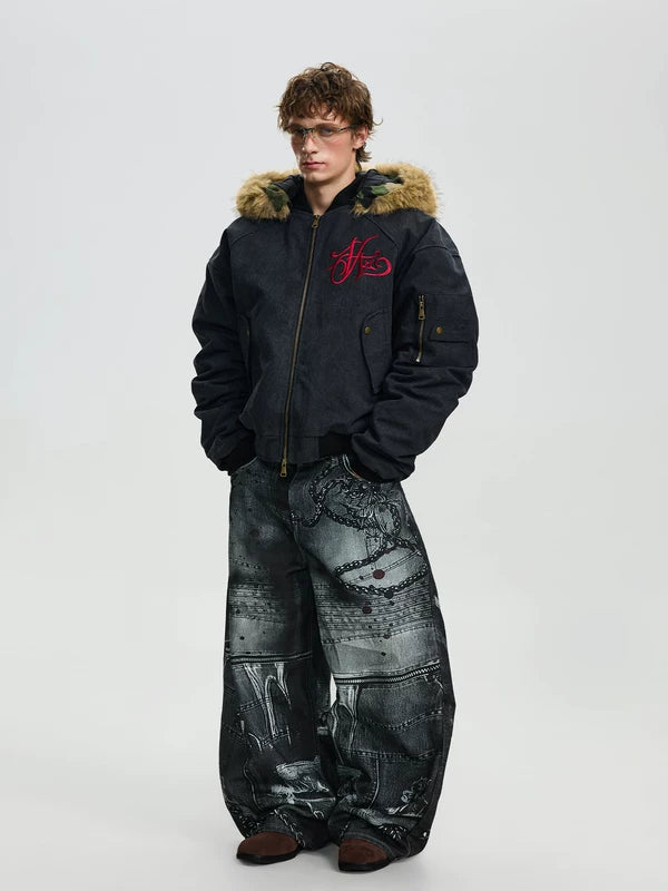 Heavyweight Hooded Jacket with Fur Trim 4