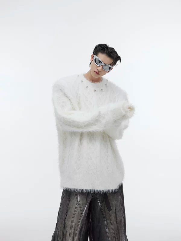 Heavyweight Metal Button Knit Sweater 4