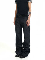 Heavyweight Patchwork Rhinestone Denim Pants 1