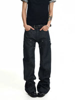 Heavyweight Patchwork Rhinestone Denim Pants 2
