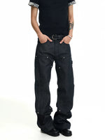 Heavyweight Patchwork Rhinestone Denim Pants 3
