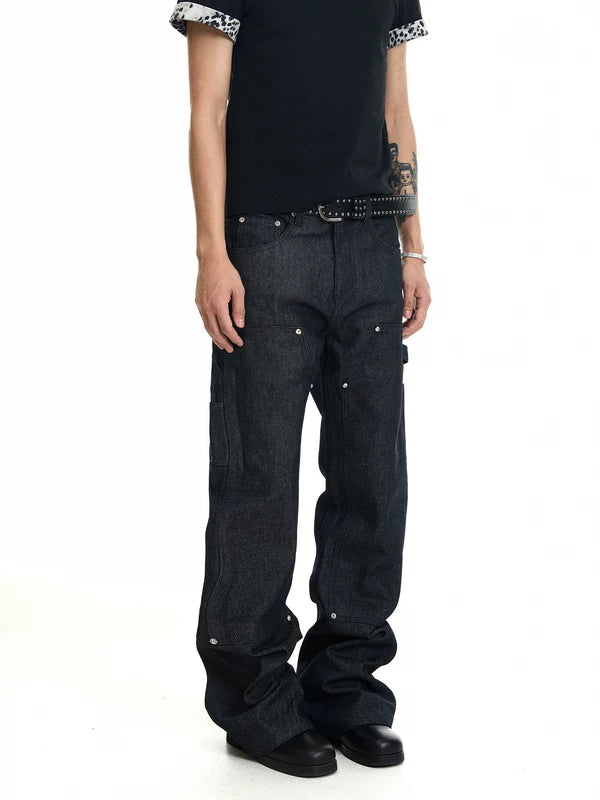 Heavyweight Patchwork Rhinestone Denim Pants 4